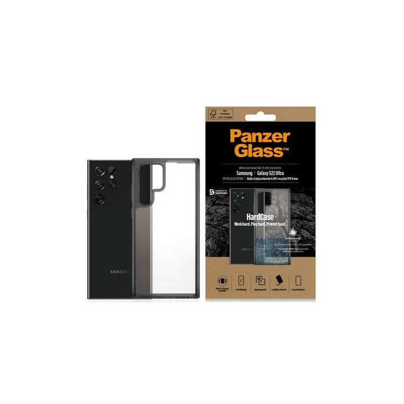 PanzerGlass HardCase antibakterinis karinio lygio sertifikuotas dėklas, skirtas Samsung Galaxy S22 Ultra - skaidrus