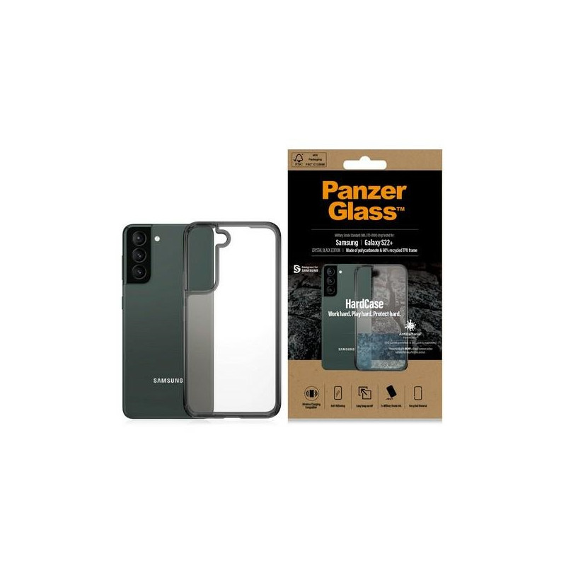 PanzerGlass HardCase antibakterinis dėklas su karinio lygio sertifikatu, skirtas Samsung Galaxy S22+ - skaidrus