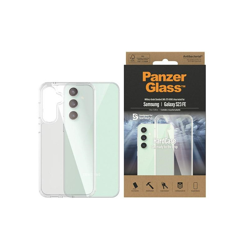 PanzerGlass HardCase antibakterinis karinio lygio sertifikuotas dėklas, skirtas Samsung Galaxy S23 FE - skaidrus