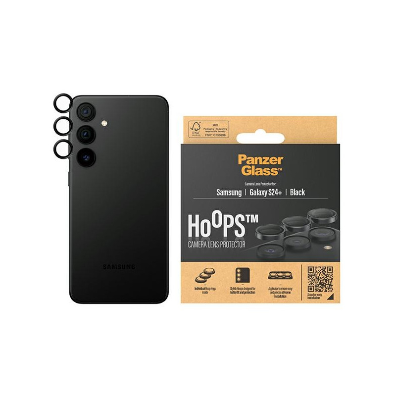 PanzerGlass Hoops Kameros apsauga Samsung Galaxy S24+ - su juodu rėmeliu