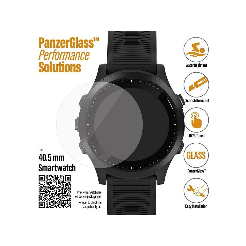 „PanzerGlass SmartWatch“ ekrano apsauga, skirta „Garmin“ / „Polar“ / „Fossil“ išmaniesiems laikrodžiams, 40,5 mm