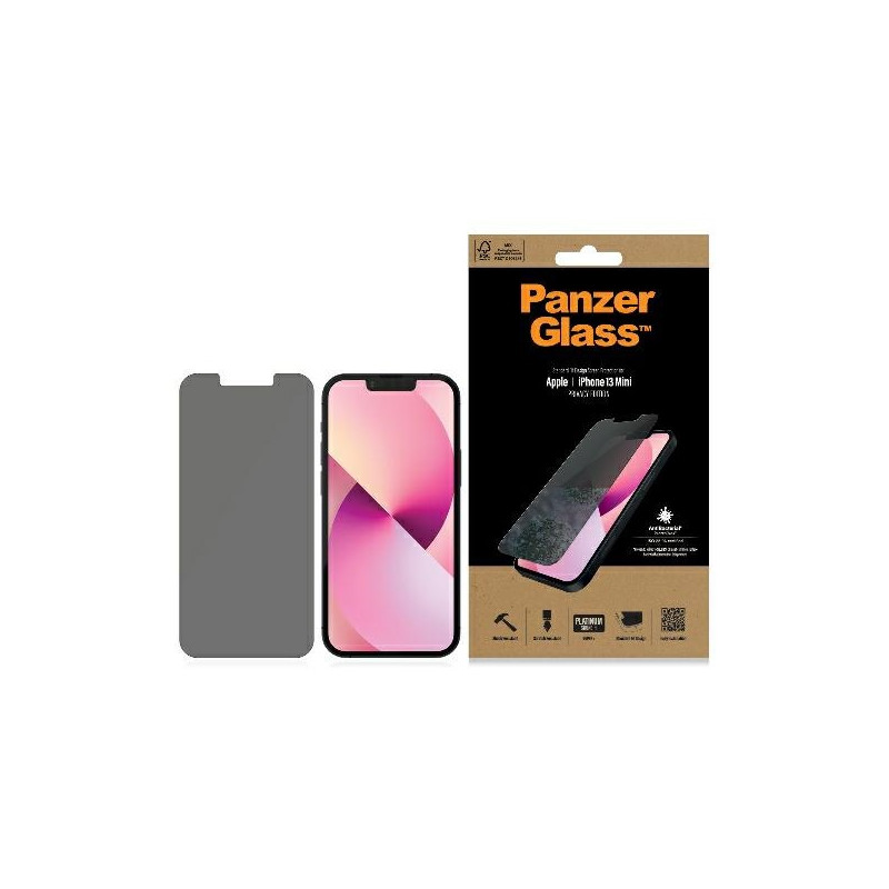 PanzerGlass Standard Super+ antibakterinis privatizuojantis grūdintas stiklas, skirtas iPhone 13 mini