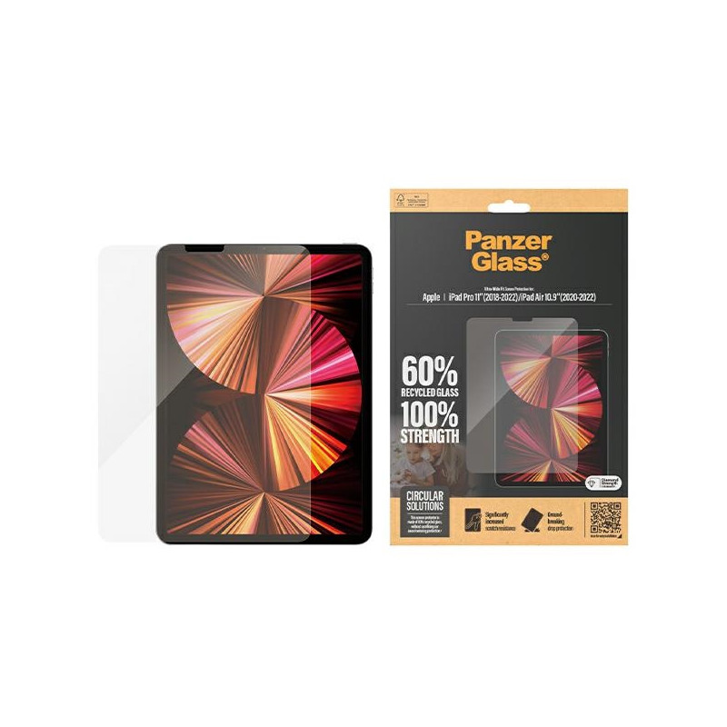PanzerGlass Ultra-Wide Fit antibakterinis grūdintas stiklas, skirtas iPad Pro 11" 2018-2022 / Air 10,9" 2020-2022
