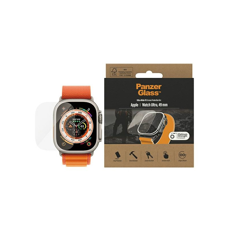 PanzerGlass Ultra-Wide Fit grūdintas stiklas, skirtas Apple Watch Ultra 49mm