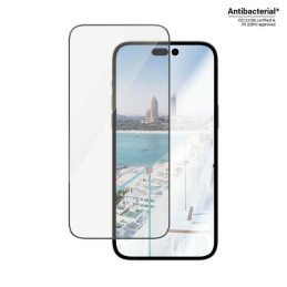 PanzerGlass Ultra-Wide Fit antibakterinis grūdintas stiklas su akinimo filtru ir padėties nustatymo įtaisu, skirtas iPho...