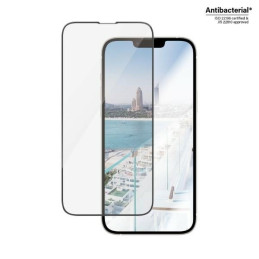 PanzerGlass Ultra-Wide Fit antibakterinis grūdintas stiklas su akinimo filtru ir padėties nustatymo įtaisu, skirtas iPho...
