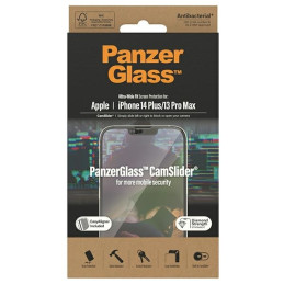 PanzerGlass Ultra-Wide Fit antibakterinis grūdintas stiklas su kameros dangteliu ir padėties nustatymo reguliatoriumi iP...