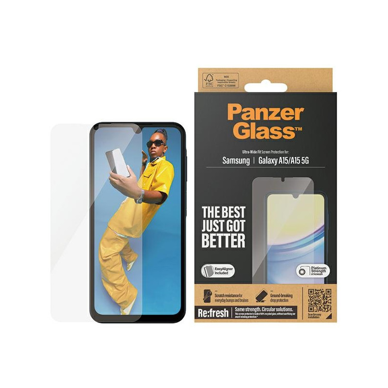 PanzerGlass Ultra-Wide Fit grūdintas stiklas, skirtas Samsung Galaxy A15 / A15 5G