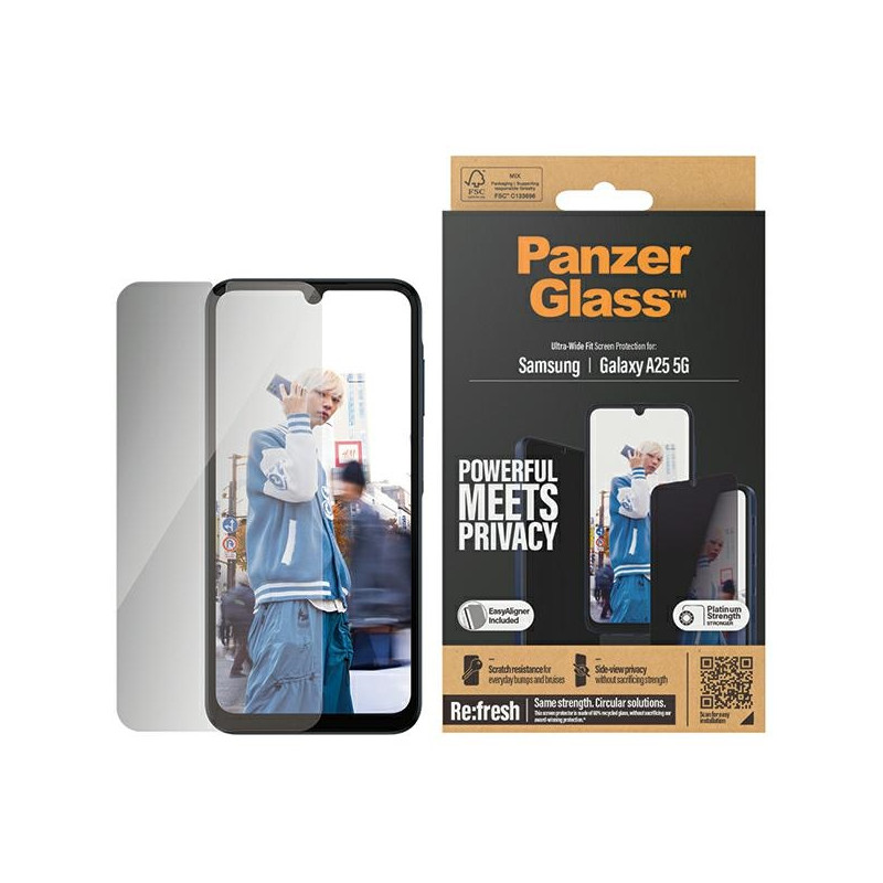 PanzerGlass itin platus grūdintas stiklas su padėties įtaisu, skirtas Samsung Galaxy A25 5G