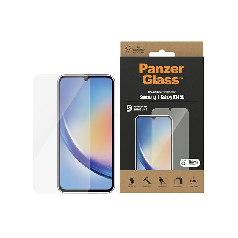 PanzerGlass Ultra-Wide Fit grūdintas stiklas, skirtas Samsung Galaxy A34 5G