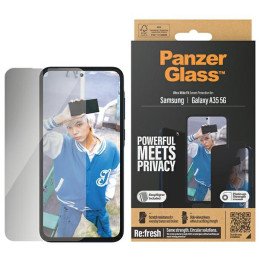 PanzerGlass Ultra-Wide Fit Privacy grūdintas stiklas su padėties įtaisu, skirtas Samsung Galaxy A35 5G