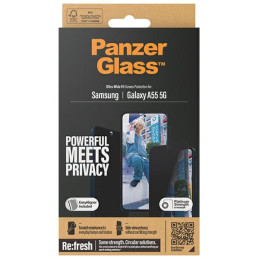PanzerGlass Ultra-Wide Fit Privacy grūdintas stiklas su padėties įtaisu, skirtas Samsung Galaxy A55 5G