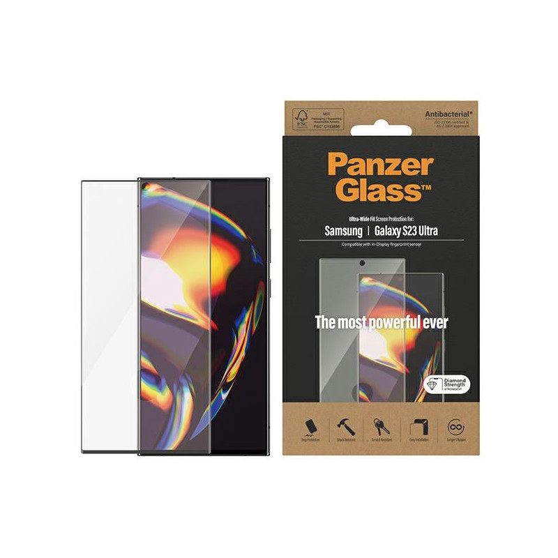 PanzerGlass Ultra-Wide Fit grūdintas stiklas, skirtas Samsung Galaxy S23 Ultra S918