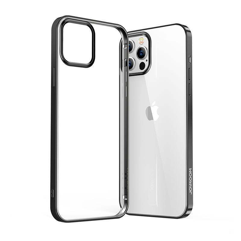 Joyroom New Beautiful serijos itin plonas skaidrus dėklas su metaliniu rėmeliu, skirtas iPhone 12 mini Black (JR-BP794)
