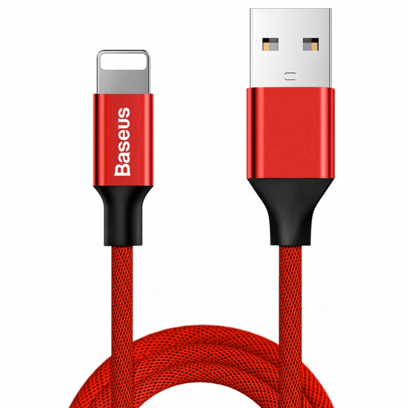 Baseus Yiven audinio pintas USB kabelis / Lightning 1,8M raudonas (CALYW-A09)