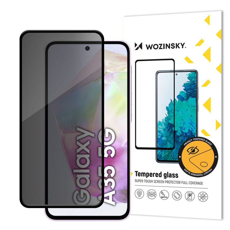 Wozinsky Privacy Glass Tempered Glass Privacy su apsaugos nuo šnipinėjimo filtru, skirtu Samsung Galaxy A35
