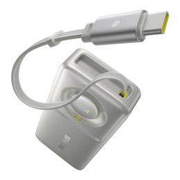 Baseus Free2Pull 10000mAh 30W maitinimo blokas su USB-C prievadu ir ištraukiamu USB-C laidu – pilka