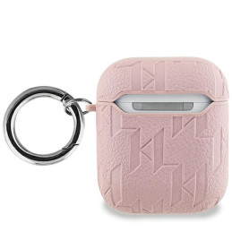 Karl Lagerfeld Monogram Karl & Choupette Head dėklas, skirtas AirPods 1/ 2 – rožinis