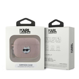 Karl Lagerfeld Monogram Choupette Head dėklas, skirtas AirPods Pro 2 – rožinis