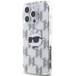 Karl Lagerfeld IML Choupette Head & Monogram dėklas, skirtas iPhone 15 Pro - skaidrus