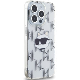 Karl Lagerfeld IML Choupette Head & Monogram dėklas, skirtas iPhone 15 Pro - skaidrus