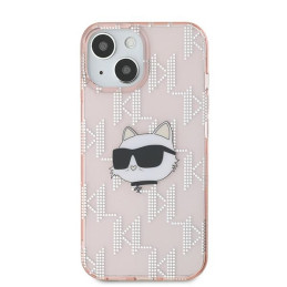 Karl Lagerfeld IML Choupette galvos ir monogramos dėklas, skirtas iPhone 15 / 14 / 13 - rožinė
