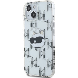Karl Lagerfeld IML Choupette galvos ir monogramos dėklas, skirtas iPhone 15 / 14 / 13 - skaidrus