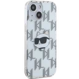 Karl Lagerfeld IML Choupette galvos ir monogramos dėklas, skirtas iPhone 15 / 14 / 13 - skaidrus