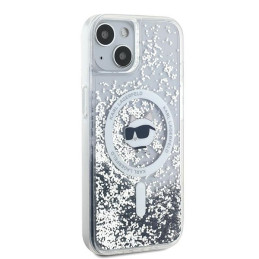 Karl Lagerfeld Liquid Glitter Choupette Head MagSafe dėklas, skirtas iPhone 14 / 15 / 13 - skaidrus