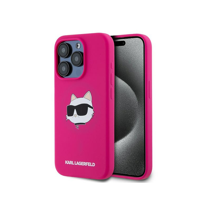 Karl Lagerfeld Silicone Choupette Head MagSafe dėklas iPhone 15 Pro Max - rožinis