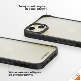 PanzerGlass ClearCase dėklas, skirtas iPhone 15 Plus / 14 Plus su karinio lygio sertifikatu – skaidrus ir juodas