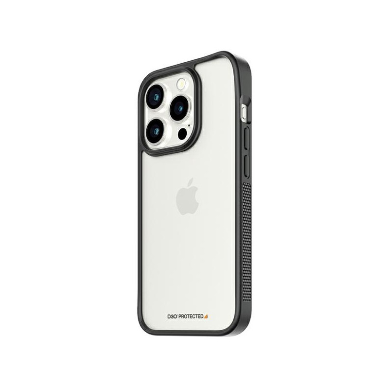 Karinio lygio sertifikuotas PanzerGlass ClearCase iPhone 15 Pro dėklas – skaidrus ir juodas