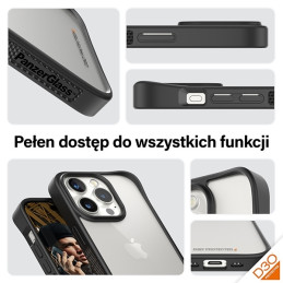 Karinio lygio sertifikuotas PanzerGlass ClearCase iPhone 15 Pro dėklas – skaidrus ir juodas