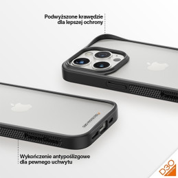 Karinio lygio sertifikuotas PanzerGlass ClearCase iPhone 15 Pro dėklas – skaidrus ir juodas