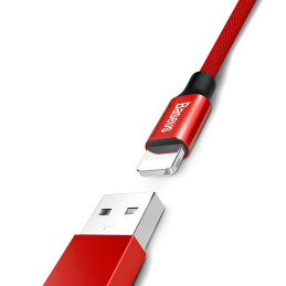 Baseus Yiven audinio pintas USB kabelis / Lightning 1,8M raudonas (CALYW-A09)