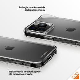 „PanzerGlass“ kietas dėklas su D3O ir karinio lygio sertifikatu, skirtas „iPhone 15 Pro Max“ – skaidrus