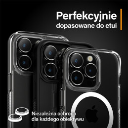 „PanzerGlass Hoops“ fotoaparato apsauga, skirta „iPhone 15 Pro“ / „15 Pro Max“ – su juodu rėmeliu