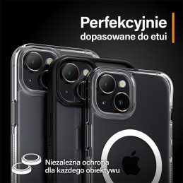 „PanzerGlass Hoops“ fotoaparato apsauga, skirta iPhone 15/ 15 Plus – su juodu rėmeliu