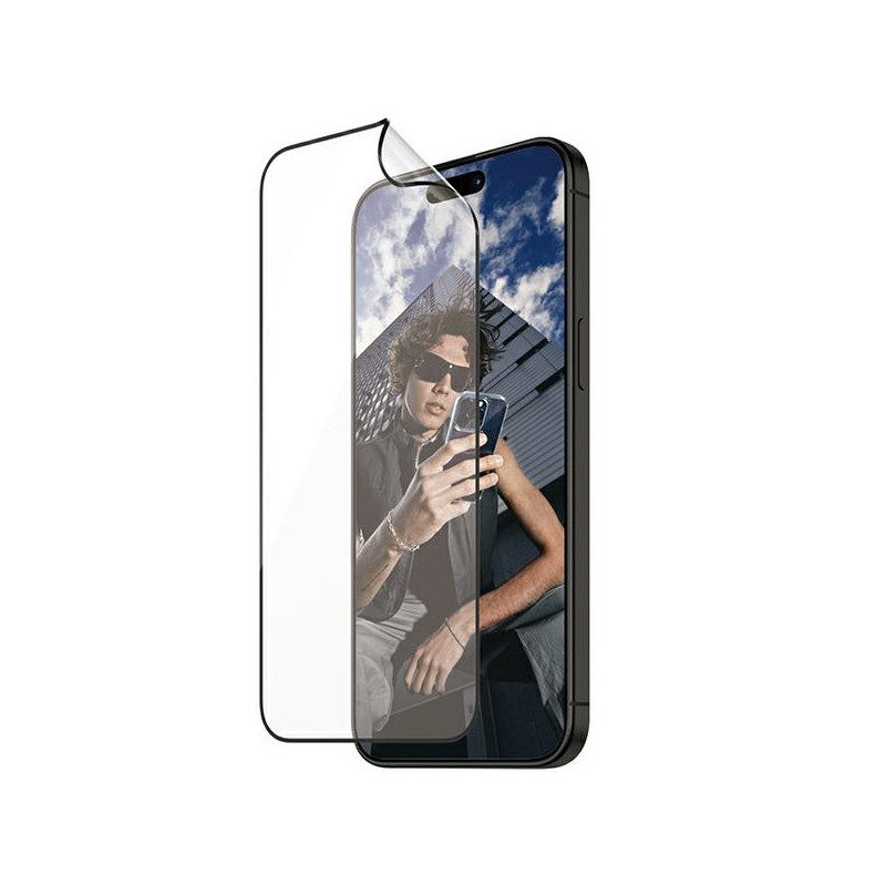 PanzerGlass Matrix Ultra-Wide-Fit hibridinis stiklas skirtas iPhone 15 Pro Max su padėties nustatymo reguliatoriumi