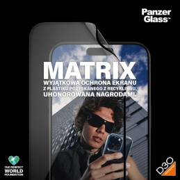 PanzerGlass Matrix Ultra-Wide-Fit hibridinis stiklas skirtas iPhone 15 Pro Max su padėties nustatymo reguliatoriumi