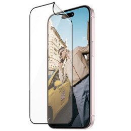 PanzerGlass Matrix Ultra-Wide-Fit hibridinis stiklas skirtas iPhone 15 su padėties nustatymo reguliatoriumi