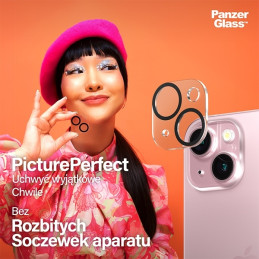 PanzerGlass Picture Perfect fotoaparato apsauga iPhone 15 / 15 Plus - su juodu rėmeliu