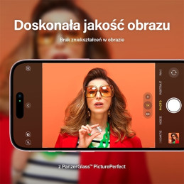 PanzerGlass Picture Perfect fotoaparato apsauga iPhone 15 / 15 Plus - su juodu rėmeliu