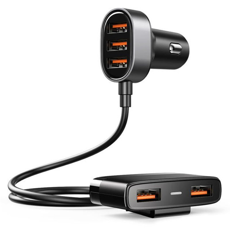 Joyroom greitas automobilinis įkroviklis 5x USB 6.2 A su ilginamuoju laidu juodas (JR-CL03)