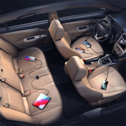 Joyroom greitas automobilinis įkroviklis 5x USB 6.2 A su ilginamuoju laidu juodas (JR-CL03)