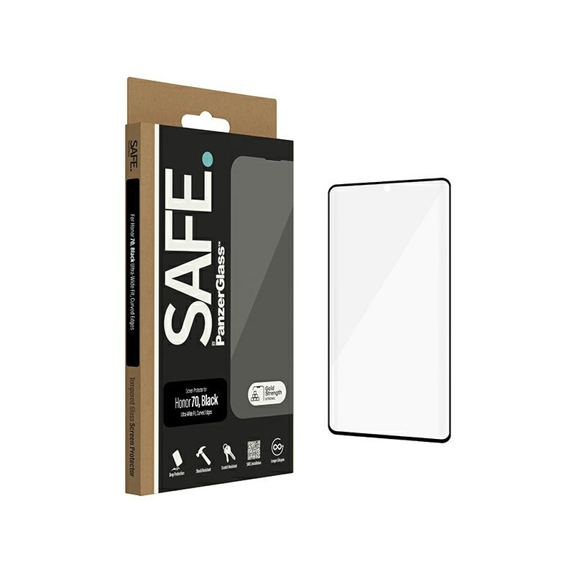 SAFE by PanzerGlass Ultra-Wide Fit grūdintas stiklas ant Honor 70 - su juodu rėmeliu