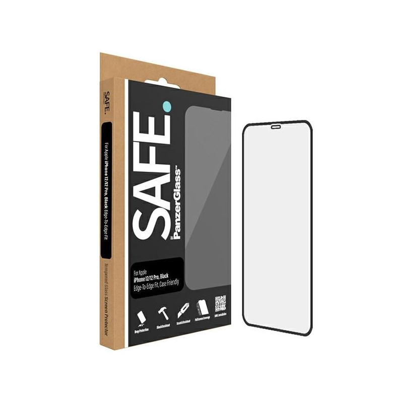 SAFE by PanzerGlass grūdintas stiklas nuo krašto iki krašto, skirtas iPhone 12 / 12 Pro – su juodu rėmeliu
