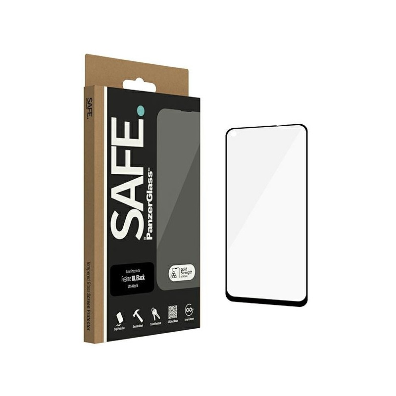 SAFE by PanzerGlass Ultra-Wide Fit grūdintas stiklas Realme 10 - su juodu rėmeliu