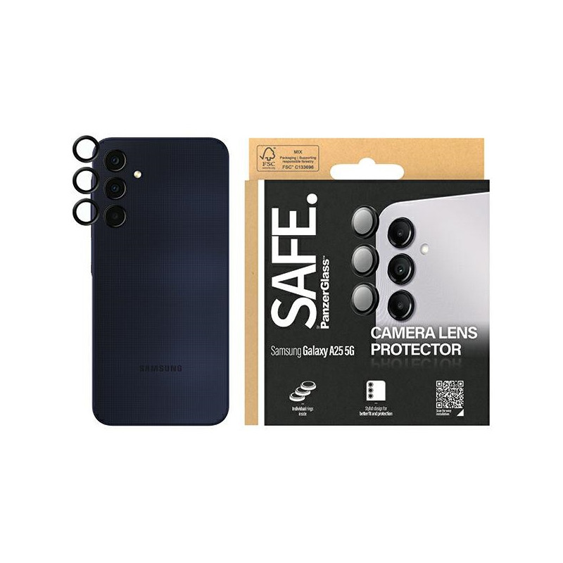 SAFE by PanzerGlass fotoaparato dangtelis, skirtas Samsung Galaxy A25 5G - su juodu rėmeliu