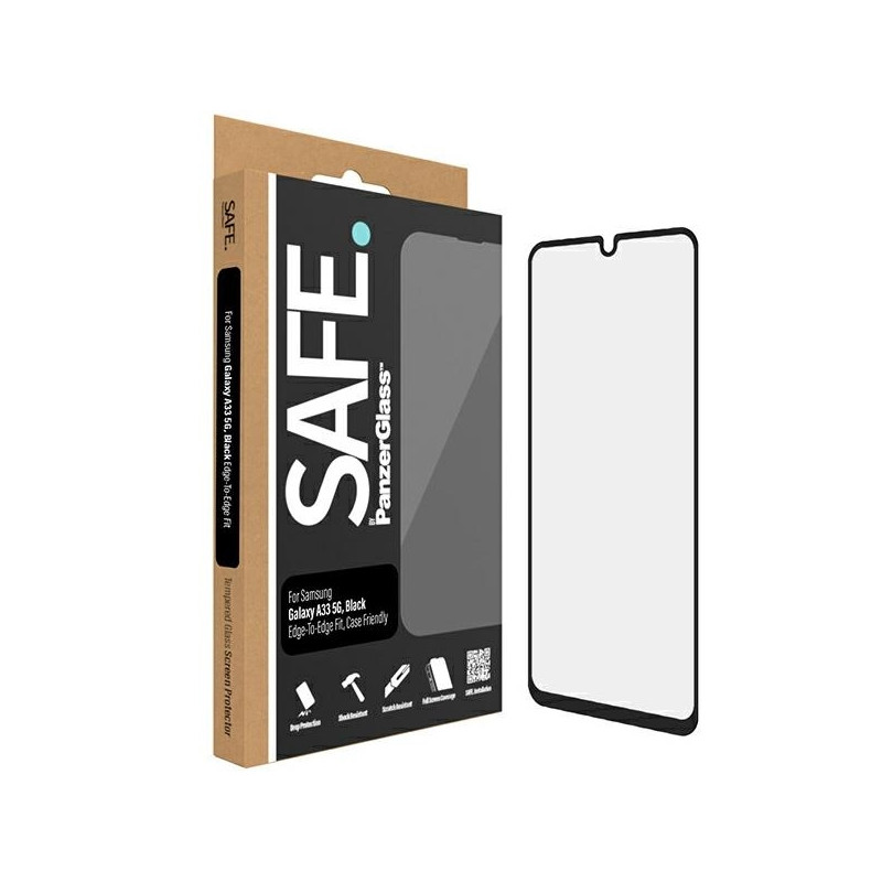 SAFE by PanzerGlass grūdintas stiklas, skirtas Samsung Galaxy A33 5G - su juodu rėmeliu